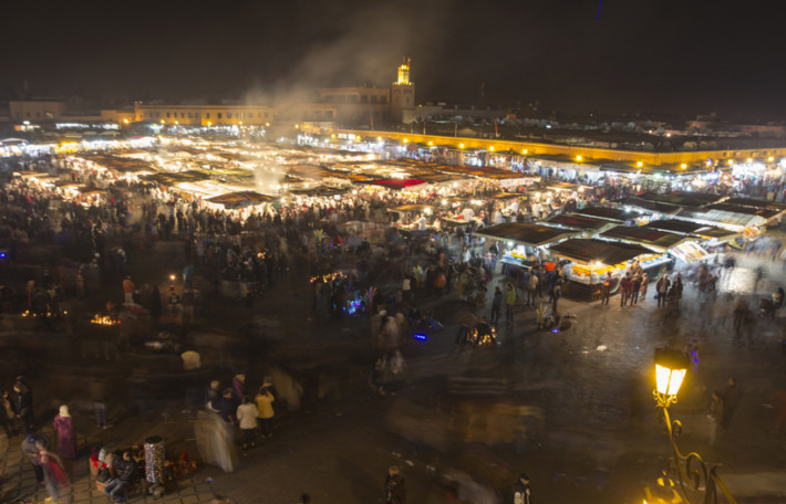 marrakech square by night